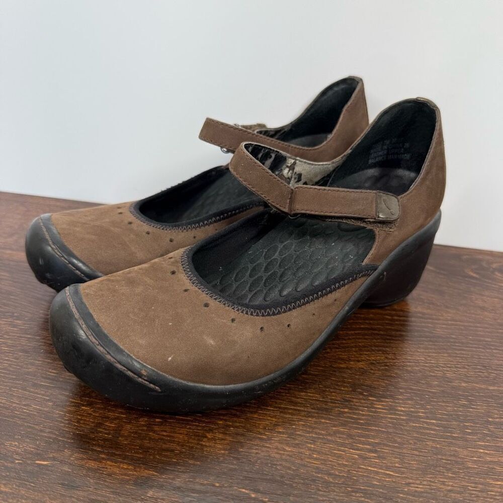Privo by Clarks brown suede leather Mary Jane wedge adjustable strap size 7M￼ 2.